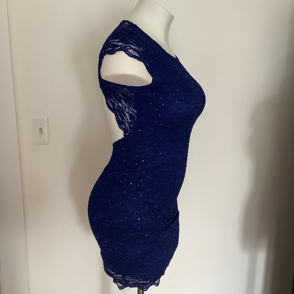 Blue lace sequence cobal blue dress